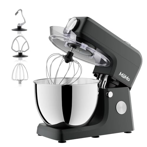 MäMo Robot de cocina de 1900 W – Batidora de masa, pantalla táctil LED, batidora y batidora para amasar, nata montada y carne, cuenco de acero inoxidable de 8L, 11 velocidades, 6 programas, 3 piezas