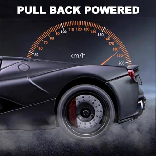 Image of 1:22 La Ferrari RAFA Toy Car Model for Kids Pull Back Diecast Car with Sound Light & Openable Doors Zinc Alloy Metal Sports Vehicle Boys Girls Gift (Yellow)