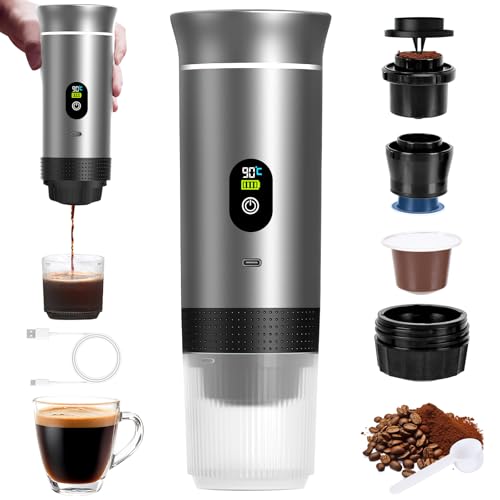 Máquina Café Portátil, Compatible con Cápsulas Pequeñas o Grandes, Nespresso、L'OR y Café Molido, Cafetera Portátil 3 en 1 Con Función de Visualización Digital, Ideal Viajes y Camping Máquina Café Portátil, Compatible con Cápsulas Pequeñas o Grandes, Nespresso、L'OR y Café Molido, Cafetera Portátil 3 en 1 Con Función de Visualización Digital, Ideal Viajes y Camping