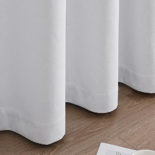 Image of Joydeco 100% Blackout Curtains 90 Inches Long 2 Panels Set, Thermal Insulated Long Curtains& Drapes 2 Burg, Room Darkening Drapes for Bedroom Living Room Window (Pure White, W52 x L90 Inch)