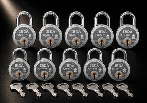Image of 10 Locks with Same Key | Multiple Locks with Single Key | Common Key Lock | Steel Body | Lock for Home, Shutter, gate, Door, Shop, Outdoor | Same Key Lock Set of 10 with 8 Keys