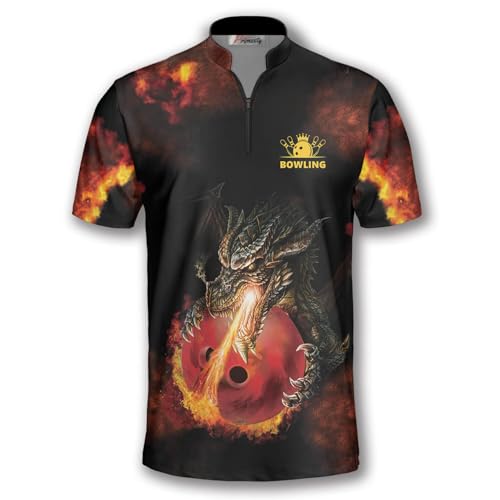 PRIMESTY Bowling Jersey 3D, Zipper Bowling Shirts for Team, Bowling Shirt Unisex for Men Women, Bowling Shirts for Men2