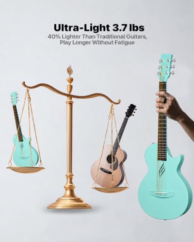 Image of Enya NOVA GO 35-Inch Carbon Fiber Travel Acoustic Guitar, Blue | Lightweight 3.7 lbs Design, Moisture-Resistant Body, Easy to Carry for Adults and Beginners, Gig Bag and Accessories Included