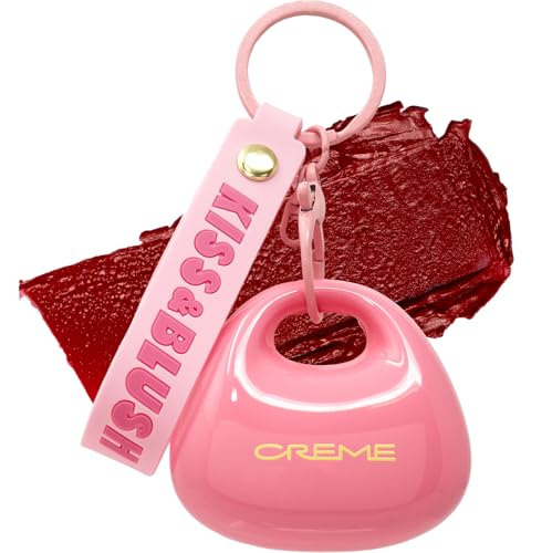 The Crme Shop Kiss & Blush Tinted Lip Balm & Blush Korean Makeup for Lips & Cheeks Cute Charm Key Chain Hydrating Long Lasting Tint Aloe Squalane (Cherry Squeeze)