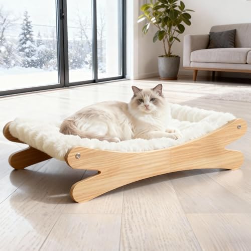 Chngeary Plush Elevated Cat Bed - Cozy Raised Cat Hammock