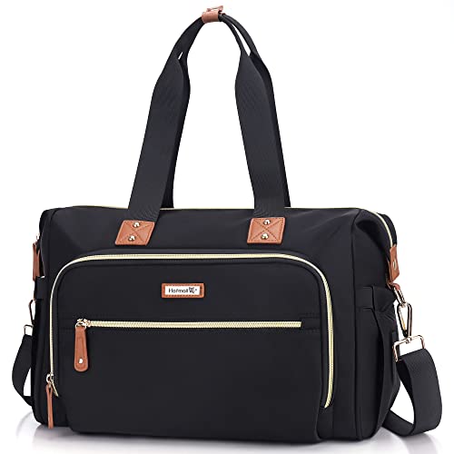 Hafmall - Bolso cambiador de pañales con cambiador, multifuncional, grande, para mamá y papá, color negro