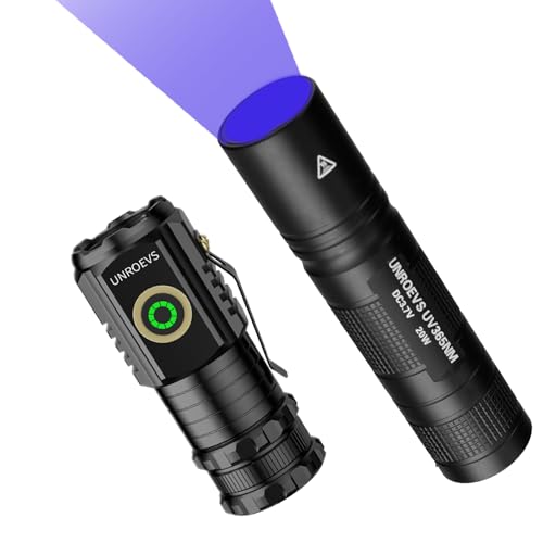 Mini Flashlight & UV Light Combo, Rechargeable EDC Pocket Flashlight with 5 Modes, Small Flash Light with Magnetic Base,365nm UV Flashlight, Black Light for Detection.