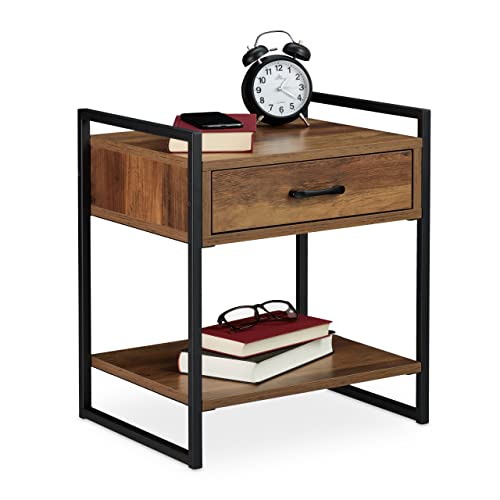 Relaxdays Mesita de Noche con Cajón Diseño