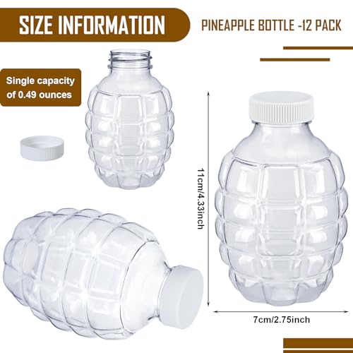 Newtay 12 Pcs Water Gel Bead Subpackage Bottle 0.49 oz Water Bullets Beads Refill Ammo Bottle Plastic Hopper Pineapple Bottle Water Gel Bead Accessories for Gel Gun Outdoor Game