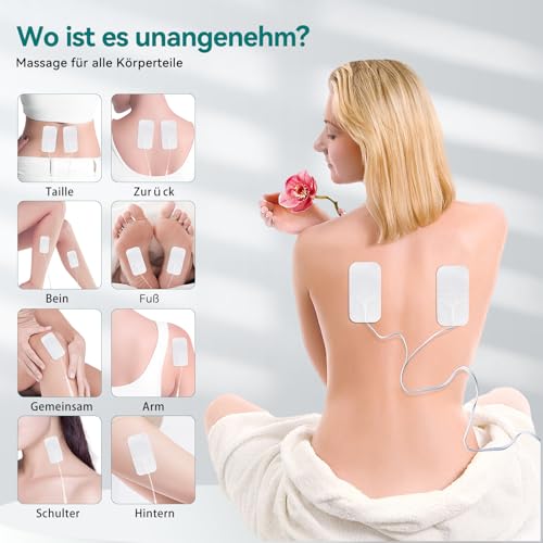 Tens Elektroden Pads, 20 Stück Selbstklebende Elektroden Tens Gerät, 40 x 80 mm Tens Elektroden Wiederverwendbar mit 2 mm Steckanschluss, Kompatibel mit TENS-Geräte und EMS-Trainer