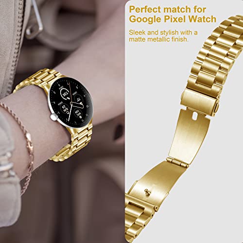 Image of Yeahxing No-Gap Metal-Band for Google-Pixel Watch-2 - Stainless Steel Band for Google Pixel Watch 4 /3 /2 /1 41mm 2025, Adjustable Wristband for Men Women