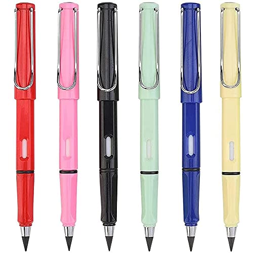 DOUFAN 6Pcs Everlasting Pencil,Technology Unlimited Writing Eternal Pencil No Ink Pen Magic Pencils,Portable Everlasting Pencil Reusable Erasable,Writing Art Sketch Painting Tool Children Gifts (A)