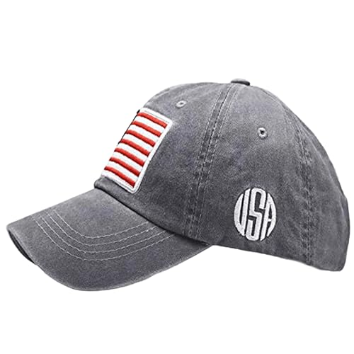 Image of American-Flag-Embroidery-Baseball-Cap for Men Women Low Profile Adjustable Dad Hat Washed Vintage Patriotic Hat