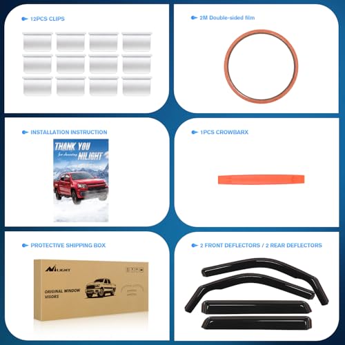 Image of Nilight in Channel Rain Guards for Ford Bronco Sport 2021-2025, 4PCS