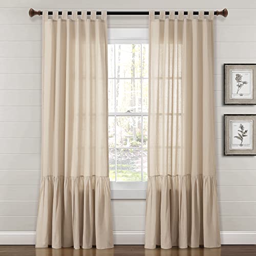Lush Decor Faux Linen Ruffled Curtain