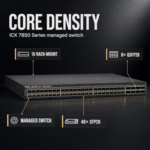 Image of Ruckus ICX7850-48F Managed Switch, 48x 1 /10 /25GbE SFP28, 8x 40 /100GbE QSFP28 Uplinks, Dual Hot-Swap PSU - Distributed-Chassis Core Switch, 100G Wire-Speed