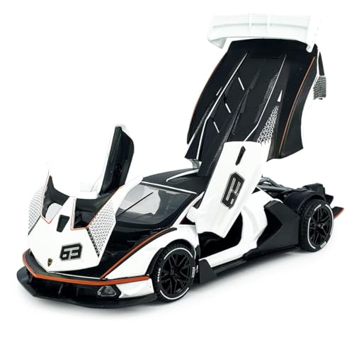 Image of DEOXY 1:24 Scale Lamborghini Essenza SCV12 Model Car Diecast Toy Cars Kids Toys with Sound and Light Door Can Be Opened Toy Vehicle for Kids Gift (White)