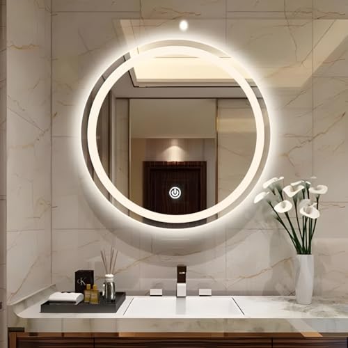 Image of LAVISTA Led Mirror for Bathroom with 3 in 1 Led Light (WAM, White & Warm White) | Wash Basin Mirror for Wall (24 X 24 Inch)