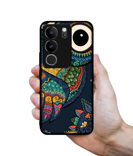 Image of Owl Illustration Design Premium 2D Printed Metal Back Case Cover for Vivo V29 5G / V29 Pro 5G, Multicolour