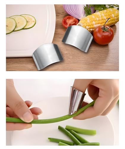 Image of 6 PCS Finger Protector for Cutting Vegetables, Finger Guard for Kitchen Safety, Adjustable Finger Caps for Cutting Vegetables, Stainless Steel Finger Cover for Kitchen Cutting
