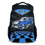 Eccustomized Car Backpack for School - 17 Inches Black Backpacks for Girls, Boys - Cool Bookbag for Highschool