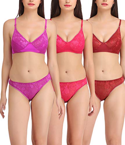 Image of FIMS - Fashion is my style Satin Nylon Lycra Spandex (4WAY) Bikini Set for Women for Beach Lingerie for Women Lingerie for Lingerie Set Bra Panty Set for Women with Bra Panty Set