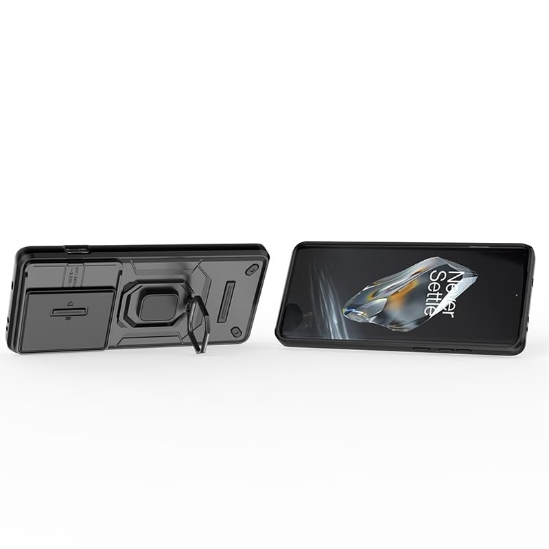 Image of CamShield Pro Case with Slide Camera Protection and 360 Protection Ring Stand Bumper Back Case Cover for OnePlus 12 5G (Blue)