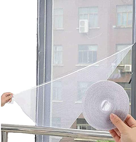 Image of Window Insect Net | Stick-On Fastener Tape Mosquito Mesh, Reusable & Custom Fit [ White ] Size: (2X2 Ft)