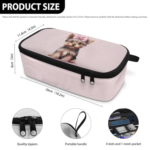 Image of Girls Pencil Pouch Cute Dog Pencil Case Large Capacity,Pink Pencil Bag for Kids Adorable Pencil Box for Preschool Children Pencil Container for Boys Adults Men Students Cion Purse