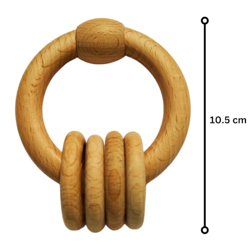 Image of Babbles Wooden Rattle for Infants 0-6 Months, 6-12 Months, Baby Rattle Toys for Sensory Play, Gift for New Born Baby Girl Boy (Ring Rattle)