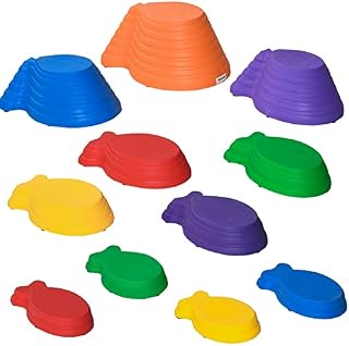 Outsunny Kids Balance Stepping Stones 11-Piece Fish Shape Non-Slip Obstacle Course Stackable Balance Blocks Exercise Toddler Balance for Indoors and Outdoors - Multicoloured