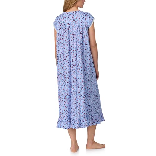 Women's 100% Cotton Sleeveless Nightgown, Jersey Knit, Ruffle Hem, Pintuck Neckline, Button-Front3