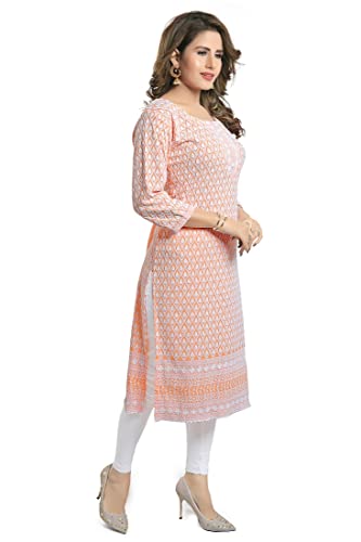 Image of DREAM & DZIRE Chikankari Kurti for Women of Cotton in Plus Size & Small Size.