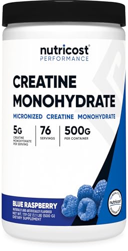 Nutricost Creatine Monohydrate Powder (Unflavored), 500g (~100 servings)