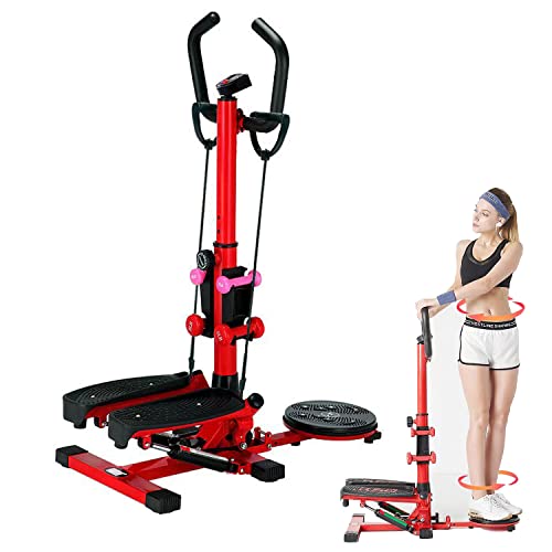 HRouGE 【2022】ステッパー 自宅で有酸素運動 健康ステッパー フィットネスマシン ダイエット器具 健康器具 ランキング エクササイズ ステップ台 室内運動 ハンドル/パワーバンド/騒音防止/ダンベル4個付属