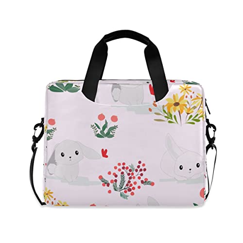 MiaoLD パソコンケース PCケース うさぎ 兎 花柄 ピンク 蝶 かわいい ノートPCインナーケース 15.6インチ A4対応 耐衝撃 超強保護 ノートパソコンバッグ ビジネスバッグ レディース メンズ 通勤 通学 出張 手揚げ ショルダー付き 男女