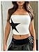 Floerns Women's Sleeveless Strapless Bandeau Star Print Color Block Cropped Tube Tops Black and White X-Small