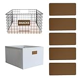 Tidy Style Magnetic Label Holder Sets for Organization, 3.25 x 1.5 inches, 5 Pack - Black, White, or Brass (Brass)