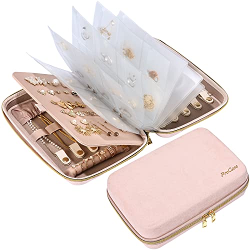 Procase Organizador para Joyas de Viaje, Estuche para Joyería con Bolsillos Transparentes, Joyero...