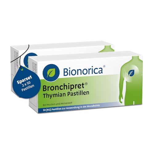 Bronchipret Thymian Pastillen im Sparset 2 x 50 Stück zum Lutschen für zwischendurch und unterwegs 100 Stück