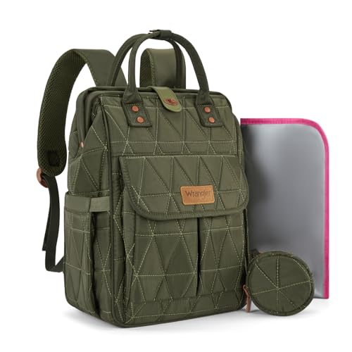 Montana West Wrangler Diaper Bag Backpack Baby Essentials Bag Quilted Travel Backpacks with Insulated Pockets Portable Changing Pad Stroller Straps Pacifier Case