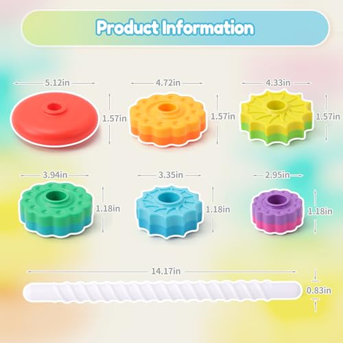 Baby Spinning Stacking Toys, 1-3 Rainbow Ring Stacker Montessori Toys for Babies, Sensory Toys for Toddlers, Christmas and Birthday Gifts Suitable for Boys and Girls - Image 3