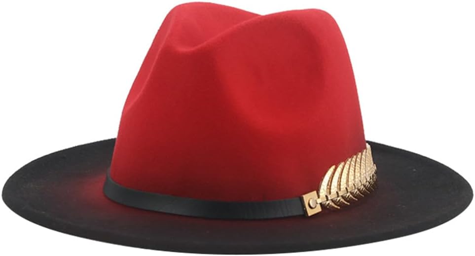 Hdhdeueh Women Solid Casual Fedoras Hats Gradient Color Band Patchwork Hat Chapeau