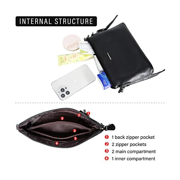 DOB SECHS Crossbody Bag Purses for Women Genuine Leather Shoulder Bag Small Cross Body Black Travel Cell Phone Purse Wallet - Image 5