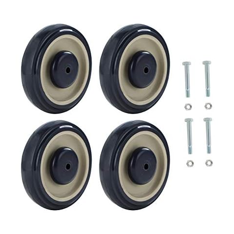 NATGAI Shopping Cart Replacement Wheels Kit Noiseless 5inch Diameter Wheels with Axles Bolts 4 sets (Blue) Cover