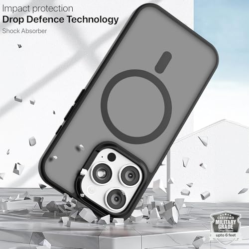 Image of GRIPP Bolt Xtreme Case Compatible with Mag-Safe for iPhone 16 Pro | 6ft Drop-Tested with D30 Technology, Raised Edges, Anti-Fingerprint, Anti-Slip, Translucent Matte Textured Back Cover - Black