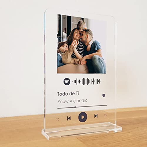 Placa decorativa spotify personalizada con codigo para reproducir canción favorita de música, de metacrilato con foto (10x15cm)