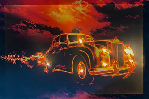 Samarkand - Lights Cuadro LED con iluminación LED - Lienzo decorativo (65 x 45 cm), diseño de coche clásico Cover