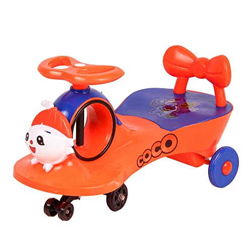 Image of KURB Ride On Swing Car for Kids 1-5 Years| Magic Car with Light & Music | Twister Car with Back Support | with Storage Basket| Comfortable & Durable Seat (Red)