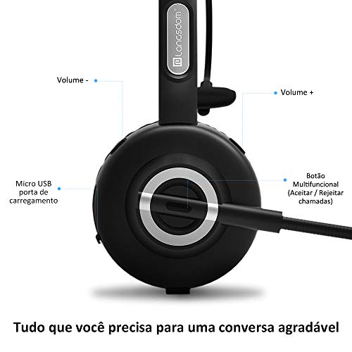 Fone de Ouvido Bluetooth v5.0 Call Center Tipo Langsdom H3 Headset com Cancelamento de Ruído CVC 6.0